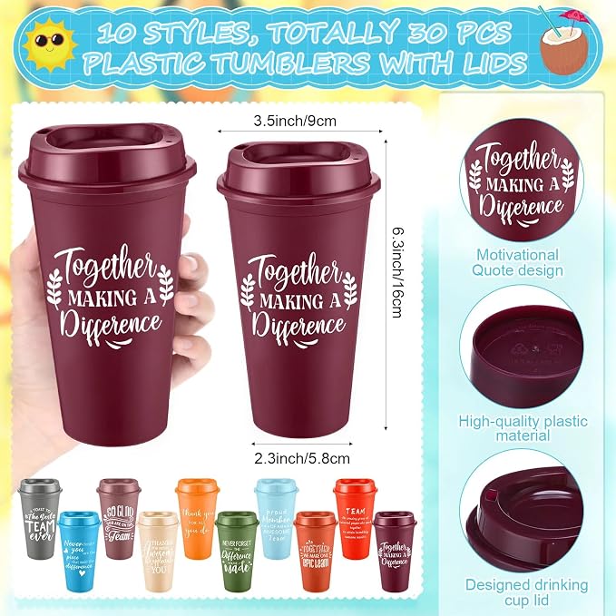 Teenyyou 90 Pcs Employee Appreciation Gift Set, 16oz Tumbler with Lid Notebook Pen Bulk Thank You Gift Holiday Party Favor for Teachers Office Coworker Teacher Staff Team (Fresh Color,Modern Style)