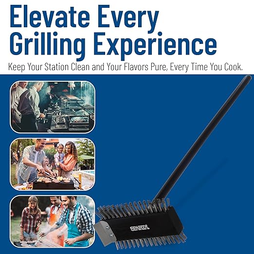 SPARTA 4029000 Stainless Steel Grill Brush, Grill Scraper With Metal Bristles, 30.5 Inches, Black, (Pack of 6)