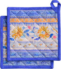 Maison d' Hermine Pot Holders 100% Cotton Heat Resistant Potholders 8" x 8" Hot Pads with Loop BBQ Cooking Baking Gifts for Mothers Day Handling Hot Pans Spring/Summer (Pack of 2, Girassol)