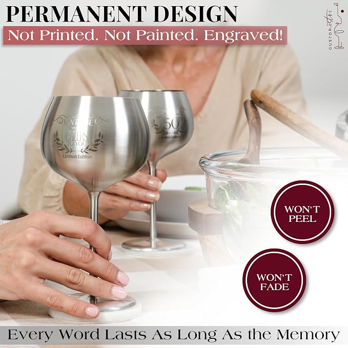 Gusto Nostro Cheers to You Birthday Wine Glass with Engraved Vintage Quote, Luxury Box - Unique Gifts for Women and Men Any Age - Cool Birthday Gift Ideas - Classy Retirement Gifts for Women/Men