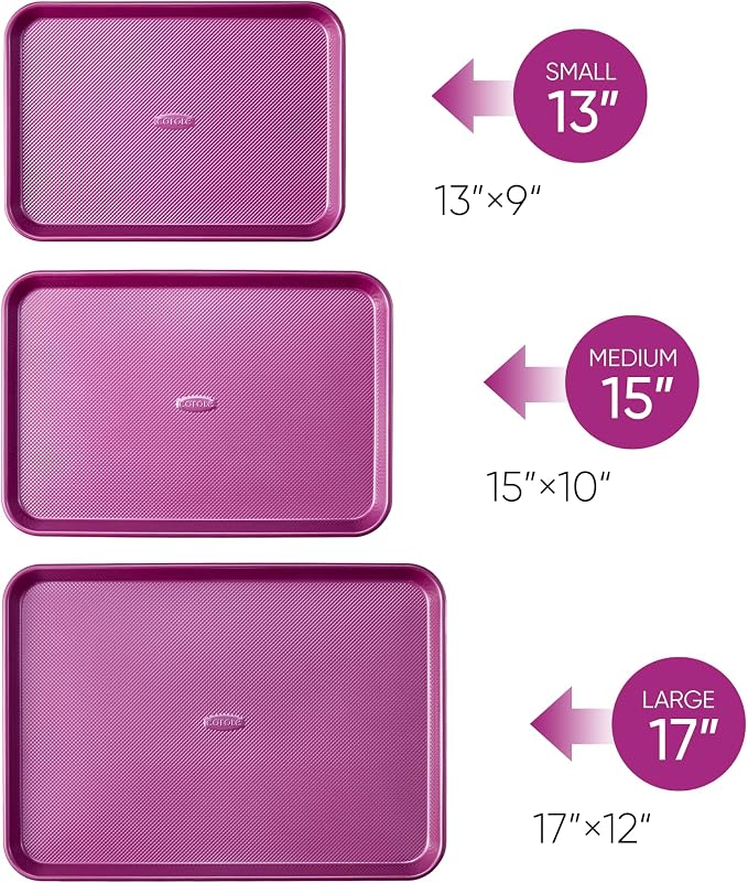 CAROTE 3-Piece Baking Pan Set - Bakeware Set, Baking Sheet Set Including 13 Inch 15 Inch 17 Inch Sheet Pan, Cookie Sheet for Baking, Royal Violet
