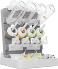 Baby Bottle Drying Rack, Vertical Standing Bottle Drying Rack Holder-Space Saving Baby Bottle Organizer for Countertop-Holds Up to 12 Baby Bottles & Pump Parts (White & Dark Gray)