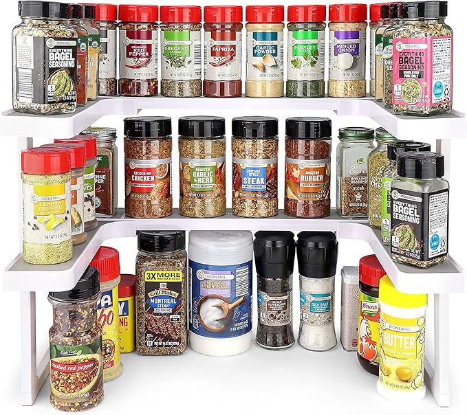 Spicy Shelf 3.0 - Expandable 2 Tiered Spice Rack Organizer for Cabinet & Pantry - Kitchen Seasoning Organizer - Cabinet Spice Racks for Inside Cabinets (Spicy Shelf Premium) - Home Organization