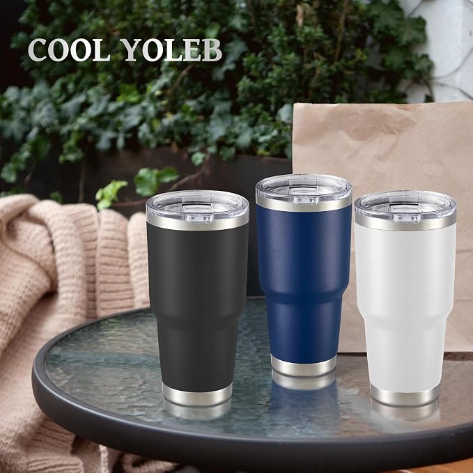 30 oz Tumbler with Lid Stainless Steel Tumblers Bulk Vacuum Insulated Cup Reusable Powder Coated Travel Mug Double Wall Leak Proof Cups Keep Cold Drinks for 12 Hours Navy, Set of 12