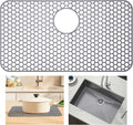 Silicone Sink Mat 25.78"x 14" Heat Resistant Sink Protectors for Kitchen Sink Bottom, Non-Slip Faucet Mat for Stainless Steel（Rear Drain）