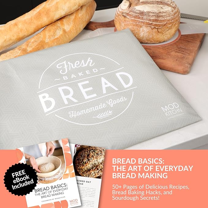 Reusable Bread Bags for Homemade Breads – 2-Pack XL Sourdough Bread Bags | Keeps Sourdough Fresh for a Week | Freezer Safe Reusable Container Storage for Sour Dough and Artisan Loaves