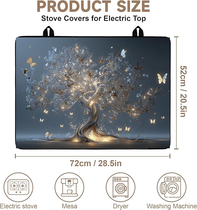 Stove Top Covers for Electric Stove: Heat Resistant Protector Glass Stove Top Expands Counter Space, Stylish Kitchen Decor (Tree of Life)