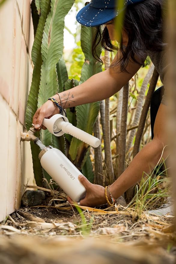 LifeStraw Go Series — Insulated Stainless Steel Water Filter Bottle for Travel and Everyday Use Removes Bacteria, Parasites and Microplastics, Improves Taste, 24 oz, Laguna Teal