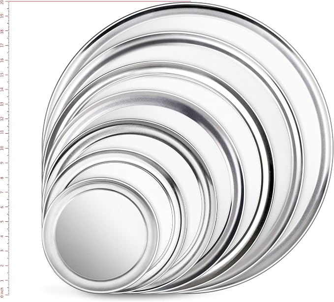 New Star Foodservice Restaurant-Grade Aluminum Pizza Pan/Tray, Wide Rim, 10 Inch, Pack of 6