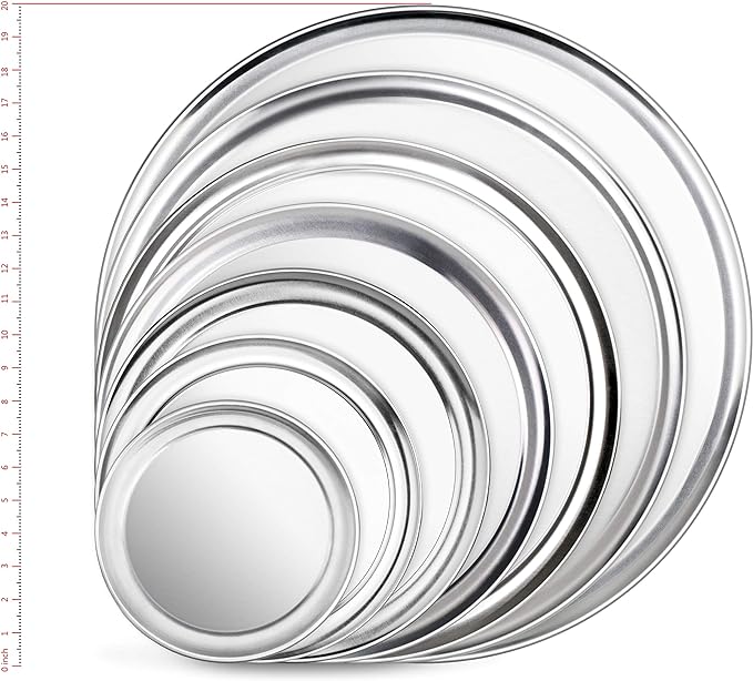 New Star Foodservice Restaurant-Grade Aluminum Pizza Pan/Tray with Wide Rim, 16 Inch, Pack of 6