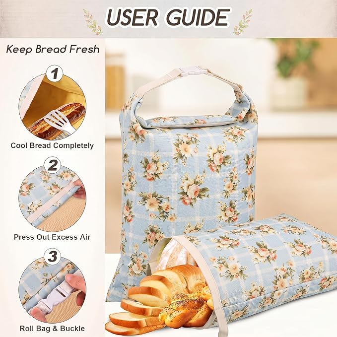 Beeswax Bread Bags for Sourdough, 2 Pack Reusable Bread Bag for Storage XL 17x13 Inch, Large Canvas Lined Bags for Homemade Sourdough - Keep Fresh, Freezer Safe