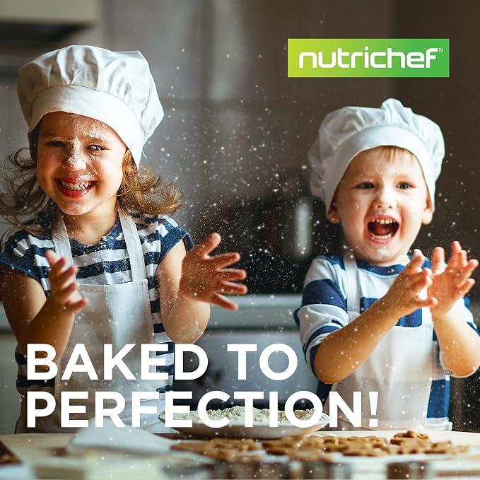 NutriChef 3‑Piece Nonstick Cookie Sheets – Carbon Steel Baking Sheet Set with Non Stick Coating & Red Silicone Handles – Oven Pans for Family Baking
