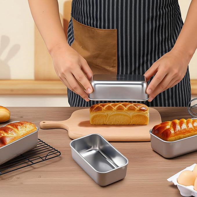 LIANYU 6.3 x 3.5 Inch Mini Loaf Pans for Baking Bread, 20 Pack Stainless Steel Small Bread Loaf Pan Mold for Homemade Meatloaf, Metal Tin Loaf Baking Pan for Banana Sourdough Sandwich, Dishwasher Safe