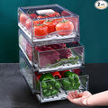 2 Pack Large Capacity Refrigerator Organizer and Storage, Fruit Storage Containers,Stackable Fridge Storage Containers for Drinks, Meat,Vegetable,Produce,Kitchen, Barbecue Shop, Restaurant, BPA-Free