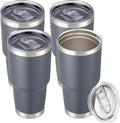 30 oz Tumbler with Lid Stainless Steel Tumblers Bulk Vacuum Insulated Cup Reusable Powder Coated Travel Mug Double Wall Leak Proof Cups Keep Cold Drinks for 12 Hours Gray, Set of 4