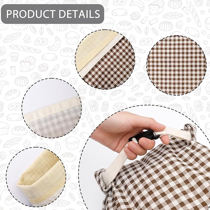 2-Pack Reusable Beeswax Bread Bags for Sourdough, Natural Linen Bag for Homemade Bread，Extend the insurance period(Coffee)