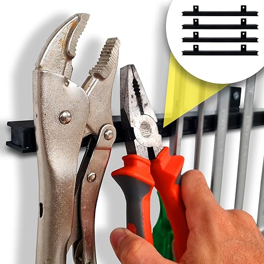 12" Heavy-Duty Magnetic Tool Holders (4 Pack - 48" Total) - Extremely Powerful Magnetic Pull Force to Hold Heavy Tools (Upgraded Version) - Professional Tool Bars/Strips Organizer