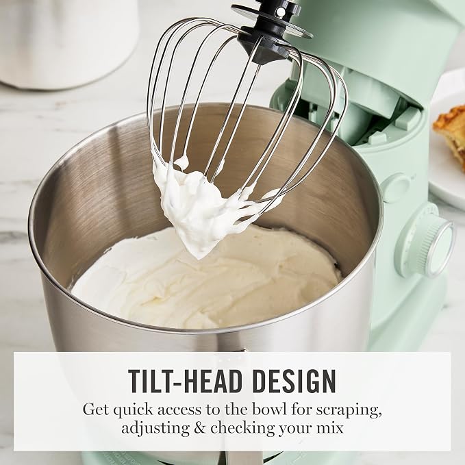 Martha Stewart 5.3Qt Stand Mixer, 12-Speed Tilt-Head Electric Kitchen Mixer with Stainless Steel Bowl, Dough Hook, Whisk & Beater, Splash Guard, Ideal for Baking Bread, Cake & Whipping, Honeydew Green