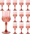 Plastic Wine Glasses, Plastic Goblets Vintage Style Cordial Unbreakable Drinking Glasses, Reusable Drinkware for Wedding Reception, Grand Event Party Supplies (12, Rose Gold)