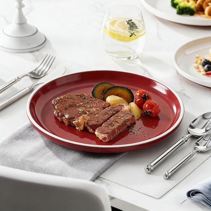 Plates and Bowls Sets,12 Pieces Round Porcelain Dinnerware Sets,Dishes, Plates, Dishware Sets,Chip Resistant Ceramic Dish Set Dining Dinner Ware Service for 4