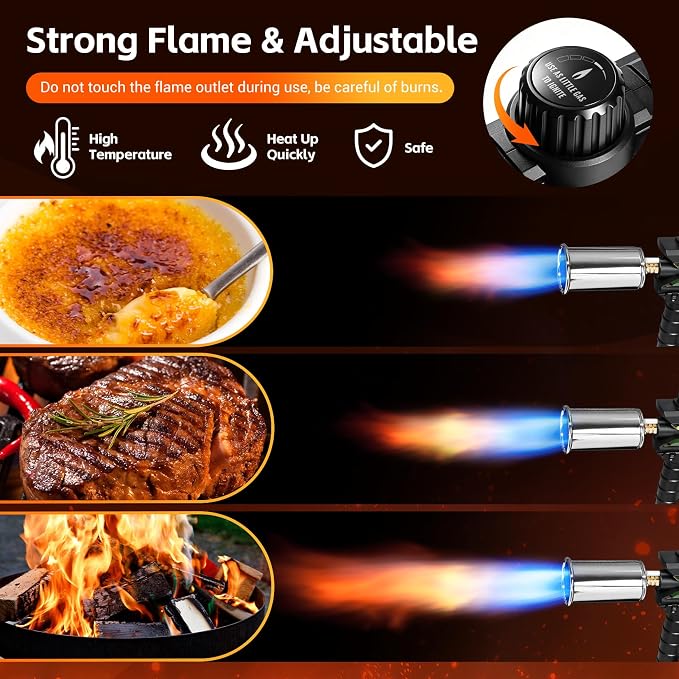 Propane Torch Gun with Adjustable Flame Thrower Gun | Tactical Propane Torch for BBQ, Searing Steak, Camping & Charcoal Starter (Tank Not Included)