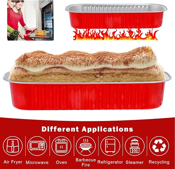 100Pack Disposable Aluminum Pans Mini Cake Containers with Lids and Spoons and Stickers, 6.8Oz Loaf Pans for Baking Bread, Dessert Cups with Lids for Party, Picnics, Celebration