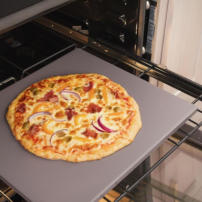 Old Stone Pizza Kitchen Glazed Rectangle Pizza Stone for Oven and Grill, 14x16 inch