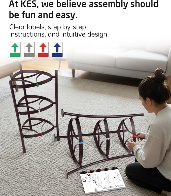 KES Oiled Bronze Freestanding Pot Rack, 6-Tier Cast Iron Cookware Stand with 6 Hooks, Pots and Pans Storage Tower for Kitchen, Stable Base, 264 Lbs Capacity, Anti-tip Strap & Floor Protectors