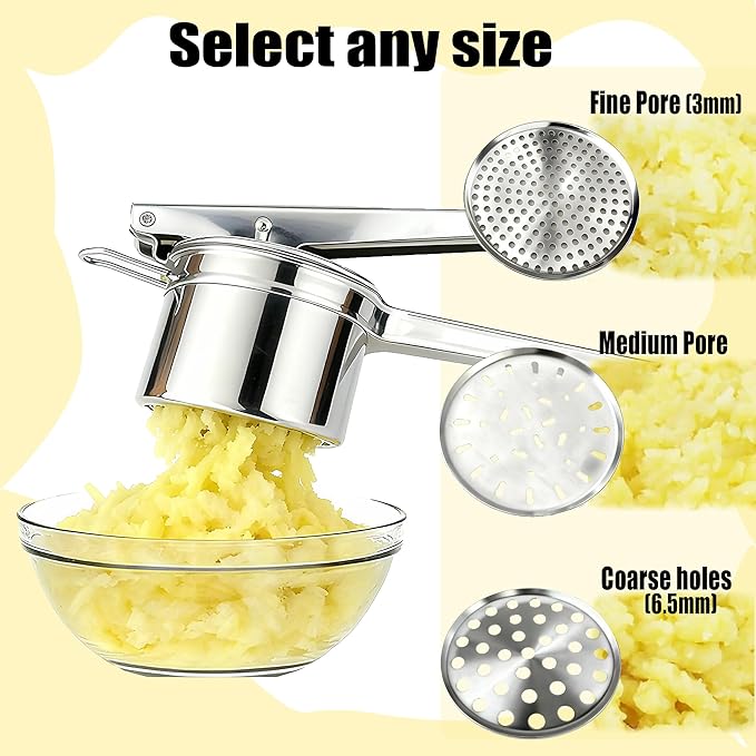 Potato Ricer Masher Stainess Steel: Heavy Duty Ricer for Mashed Potatoes for Home Kitchen - Kitchen Gadgets for Vegetable Garlic Food Press Cup- Housewarming Gift for Women Homeowner