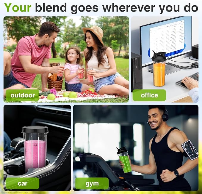 KOIOS Blender for Smoothies, Personal Blender for Shakes and Smoothies with 3 * 22oz To-Go Cups, 22000 RPM Smoothie Maker, Detachable Blade Portable Blenders for kitchen, Black