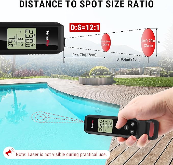 TempPro 2-in-1 Instant Read Thermometer for Cooking, Infrared Thermometer with Meat Probe, Non-Contact Laser Meat Thermometer for Griddle Grill Pizza Oven, Black (Previously ThermoPro)