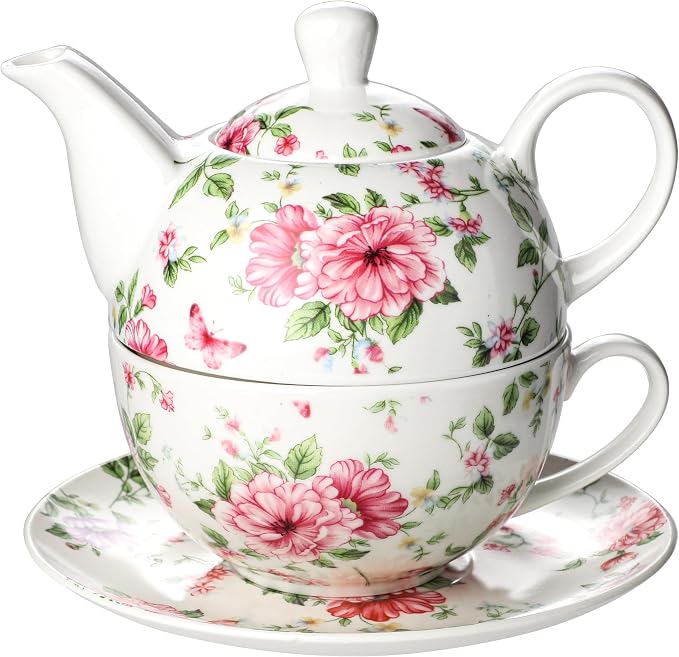 Tea Cup Set Ceramic Including 1 Teapot with lid 1 Tea Cup with 1 Sauser (C1)