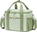 BTOOP Insulated Lunch Box for Women, Cute Corduroy Lunch Bag with Shoulder Strap, Leakproof Wide-Open Lunch Tote for Work, Office, School, Picnic, Green White Stripes