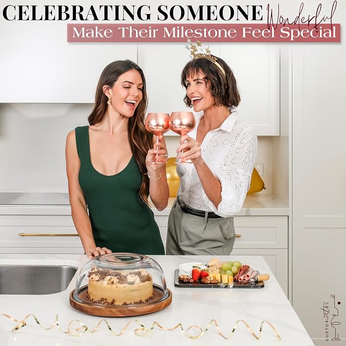 Gusto Nostro Cheers to You Birthday Wine Glass with Engraved Vintage Quote, Luxury Box - Unique Gifts for Women and Men Any Age - Cool Birthday Gift Ideas - Classy Retirement Gifts for Women/Men