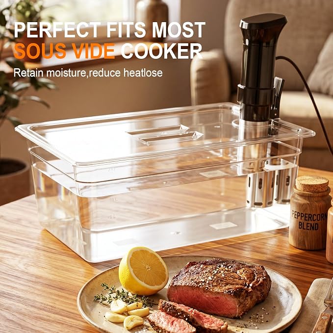 HOMENOTE Sous Vide Container 26 Quart With Lid,BPA Free Complete Accessories For Anova and Most Sous Vide Cookers,Anova Container Kit
