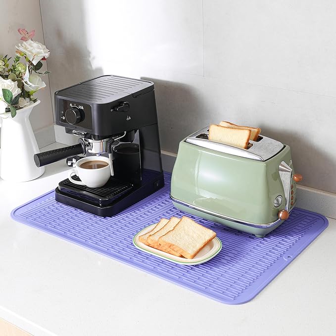 MicoYang Silicone Dish Drying Mat for Multiple Usage,Easy clean,Eco-friendly,Heat-resistant Silicone Mat for Kitchen Counter or Sink,Refrigerator or Drawer Liner Light Purple 3XL 28 inches x 18 inches