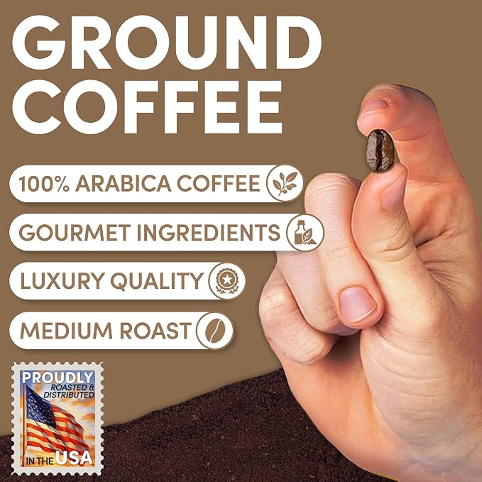 2 lb Vanilla Hazelnut Ground Coffee | Vanilla & Hazelnut Flavored Coffee Medium Roast | Bulk Sweet Nutty Flavored Ground | Specialty Grade | 32 oz