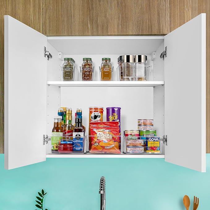 Sorbus 10-Pack Large Clear Plastic Organizing Bins – Clear Bins for Organizing, Refrigerator Organizers, Fridge Organizer, Pantry Storage, Kitchen Organizer, and Pantry Organizers and Storage Bins