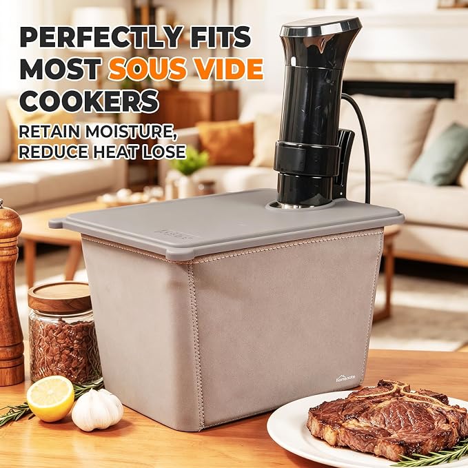 HOMENOTE Sous Vide Container 12 Quart with Collapsible Silicone Lid,Complete Sous Vide Accessories Kit BPA Free,Compatible with Anova and Most Sous Vide Cookers（Comes with Rack and Sleeve）