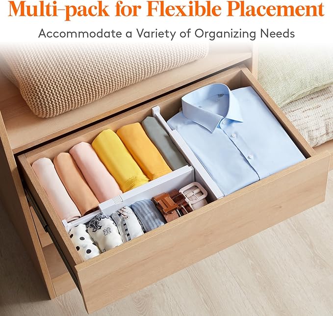 Lifewit Silverware Drawer Organizer, Expandable Utensil Tray for Kitchen, 5 Pack Drawer Dividers Plastic 4" High, 11-17" Adjustable Drawer Organizers