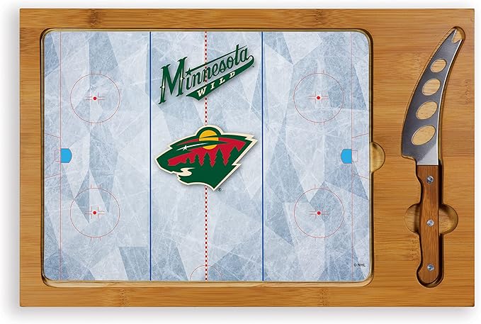 PICNIC TIME NHL unisex-adult NHL Icon Glass Top Cutting Board & Knife Set