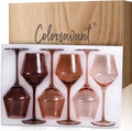 Venus Stemless Wine Glasses Set 6-14oz Melanin Colored Wine Glasses Stemless【HandBlown】 Brown Wine Glasses Set,Unique Brown Wine Glasses for Home Party Decro