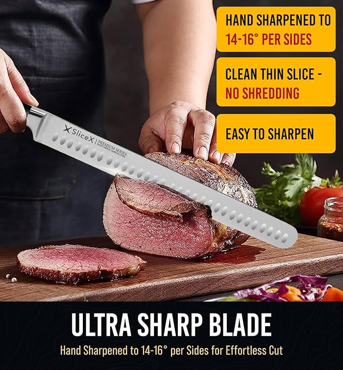 Bright Hobby Brisket Knife - 12" Premium BBQ Carving Knife Full Tang Razor Sharp - Gift for Dad From Wife, Son, Daughter