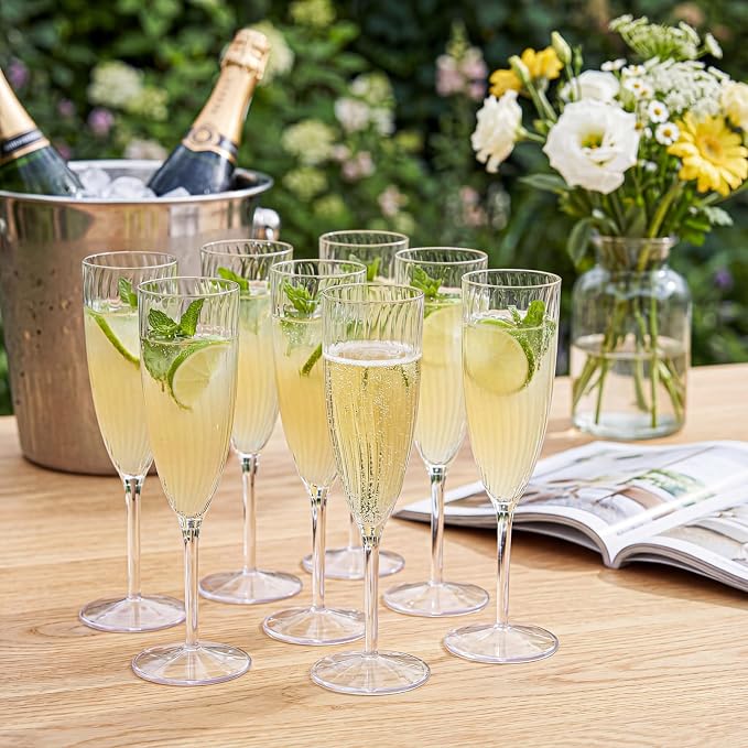 WDF 36PCS Clear Champagne Flutes Plastic - 6 OZ Clear Disposable Champagne Flutes Party Supplies for Wedding/Birthday/Parties (Pack of 2)
