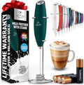 Zulay Kitchen Patented Tornado Triple Whisk Milk Frother with 4 Duracell Batteries – Handheld Foam Maker for Coffee, Lattes, Matcha & Hot Chocolate – Rich, Creamy Froth in Seconds - Dark Green
