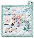 Maison d' Hermine Pot Holders 100% Cotton Heat Resistant Potholders 8" x 8" Hot Pads with Loop for Thanksgiving Christmas Decorations BBQ Cooking Baking Handling Hot Pans (Pack of 1, Snowy World)