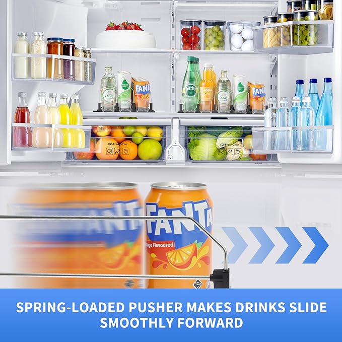 Drink Organizer for Fridge, Soda Can Dispenser for Refrigerator, Automatic Self-Pushing Drink Pusher, Space-Saving Fridge Storage, Holds up to 25-30 Cans, 5 Row