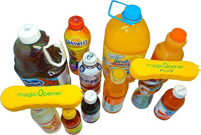 magic Opener COMBO – 1 mO MINI for small plastic caps & 1 mO PLUS for larger plastic caps See Pictures for Better Understanding – Soda Opener - Water Opener | Twist-off | Good for 16 sizes | Help Aids