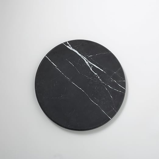 American Metalcraft MB14 Melamine Round Serving Board, Marble, Black, 14-Inch Diameter