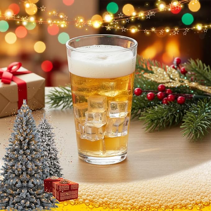 Patelai 12 Set Pint Beer Glasses Set 16 oz Pint Glasses Drinking Made for Beverages, Juice, Cocktail, Highball Drinking Tumbler Glass Design for Home Dining, Bars, Pubs and Parties & Dishwasher Safe